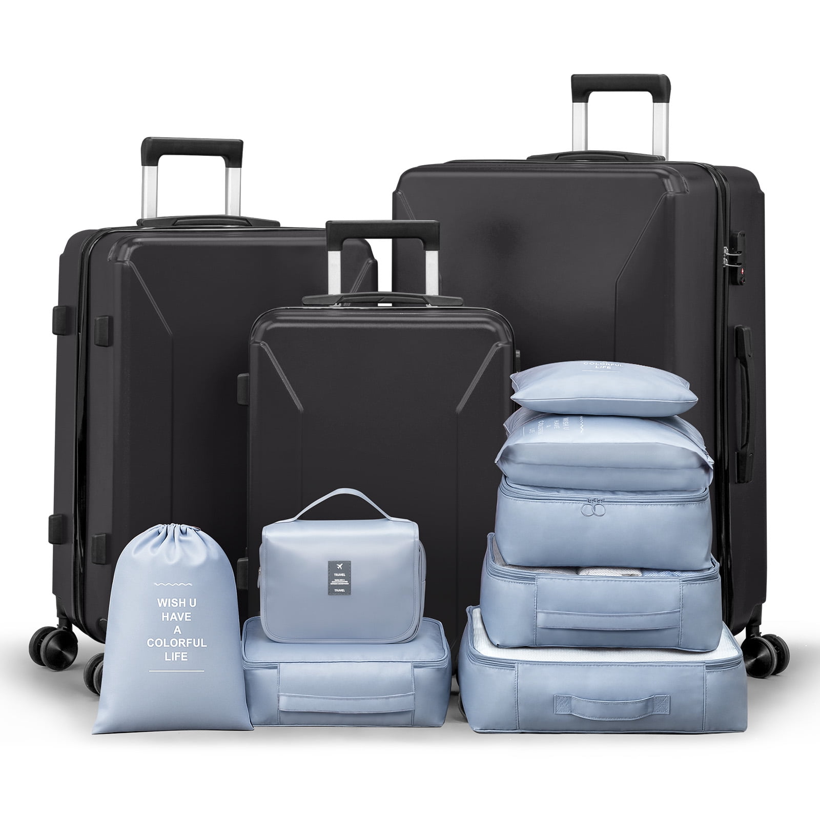 Zimtown, Luggage Set, 3-Piece, 20'', 24'', 28'' Black - Walmart.com