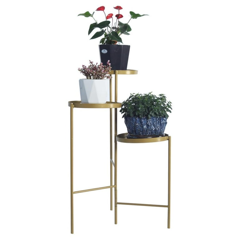 Zimtown Tri-Level Metal Plant Stand Gold Zimtown Tri-Level Metal Plant Stand Gold