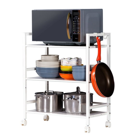 Zimtown 3-Tier Kitchen Cart, Wire Mesh Rolling Cart Serving Utility Shelf Organization, White
