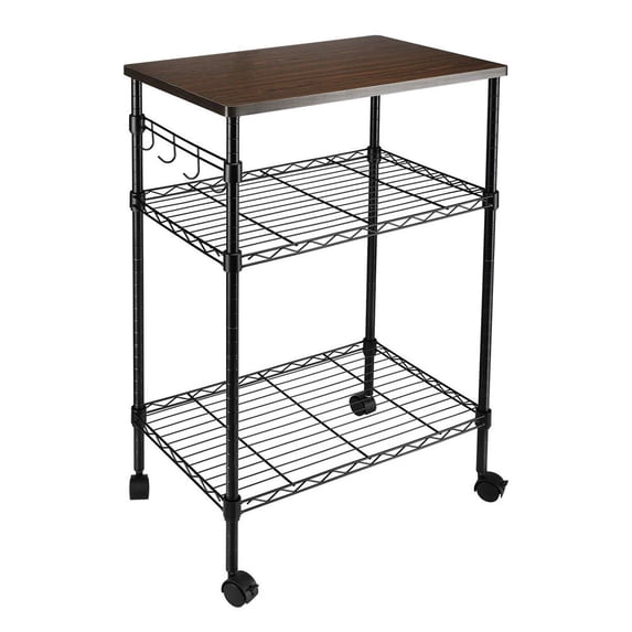 Zimtown 3-Tier Multifunctional Kitchen Wire Rolling Utility Cart with Metal Frame & 4 Hooks