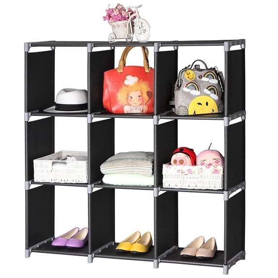 Zimtown 3 Tier Plastic Storage Closet Organizer Shelf 9 Cube Cabinet Bookcase Black