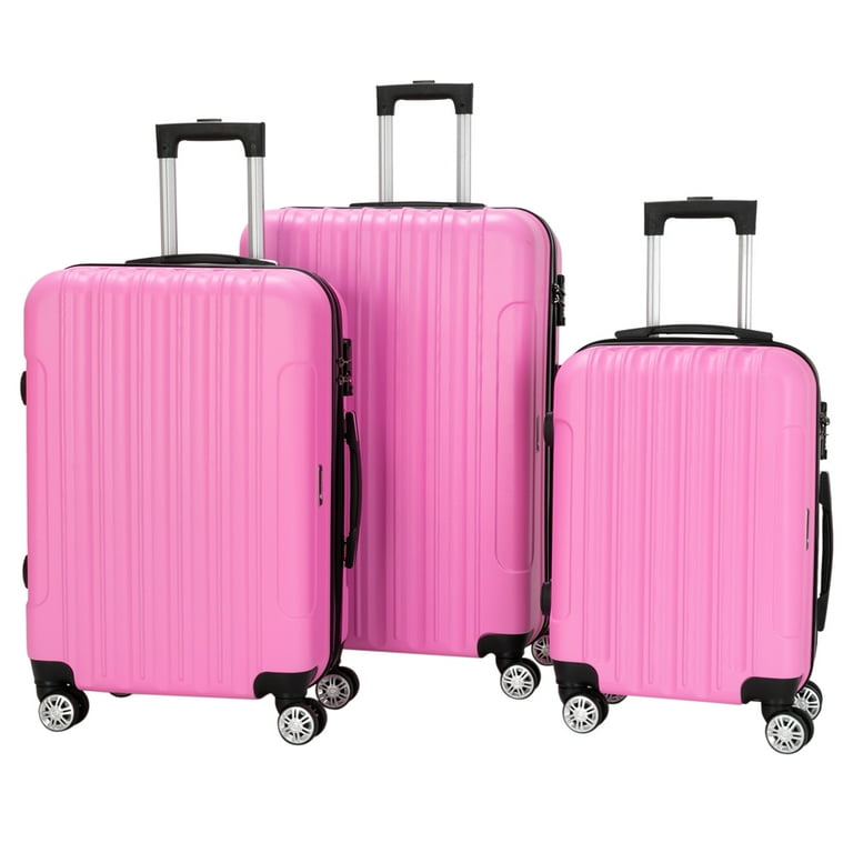 Large pink cheap hard shell suitcase