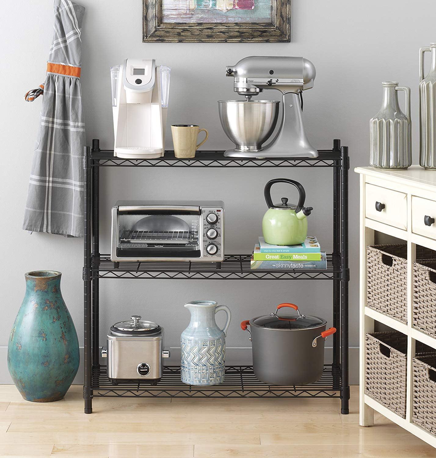 Zimtown 3-shelf Wire Shelving,  Adjustable Storage Rack Unit, Microwave Bakers Rack Garage Kitchen Organizer, Capacity for 200 lbs