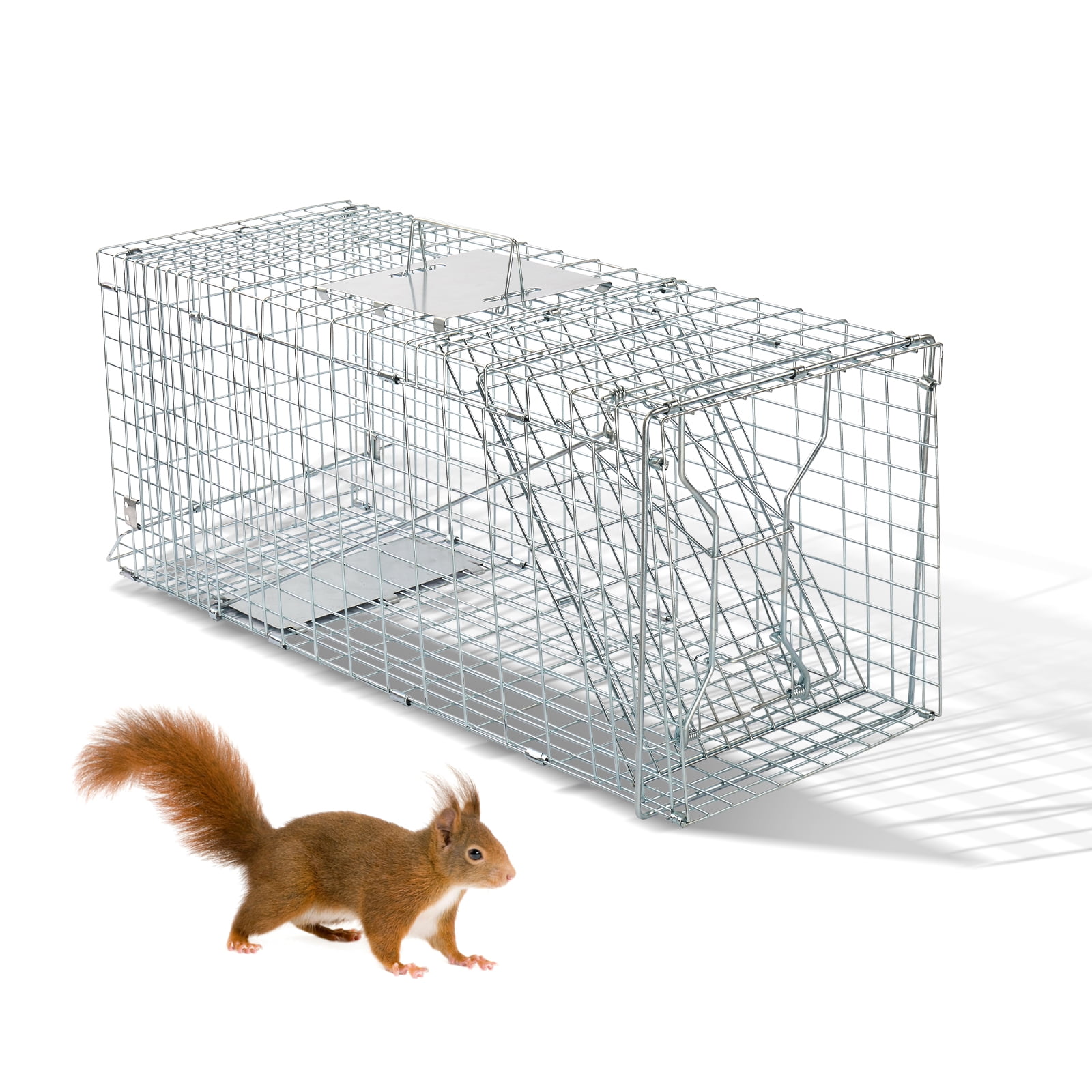 Zimtown 31'' x 11.4'' x 12.4'' Outdoor Live Animal Cage Trap, Humane Cat Trap Iron,Heavy Duty Folding Animal Trap with Handle for Rabbits, Stray Cats, Raccoons,Groundhogs and Opossum