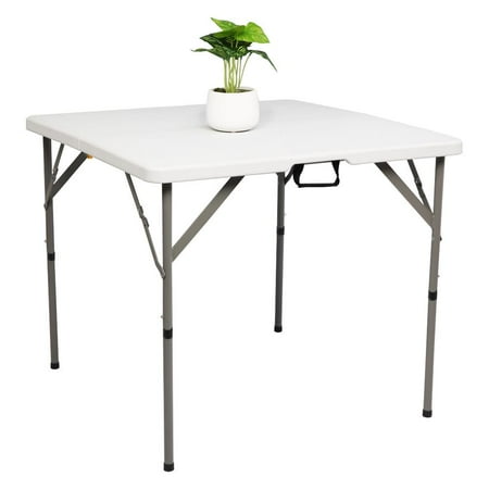 Zimtown 34 in Folding Table for Dining, Kitchen, Portable Table for Easy to Carry, Plastic Square Card Table, Dining Table, White