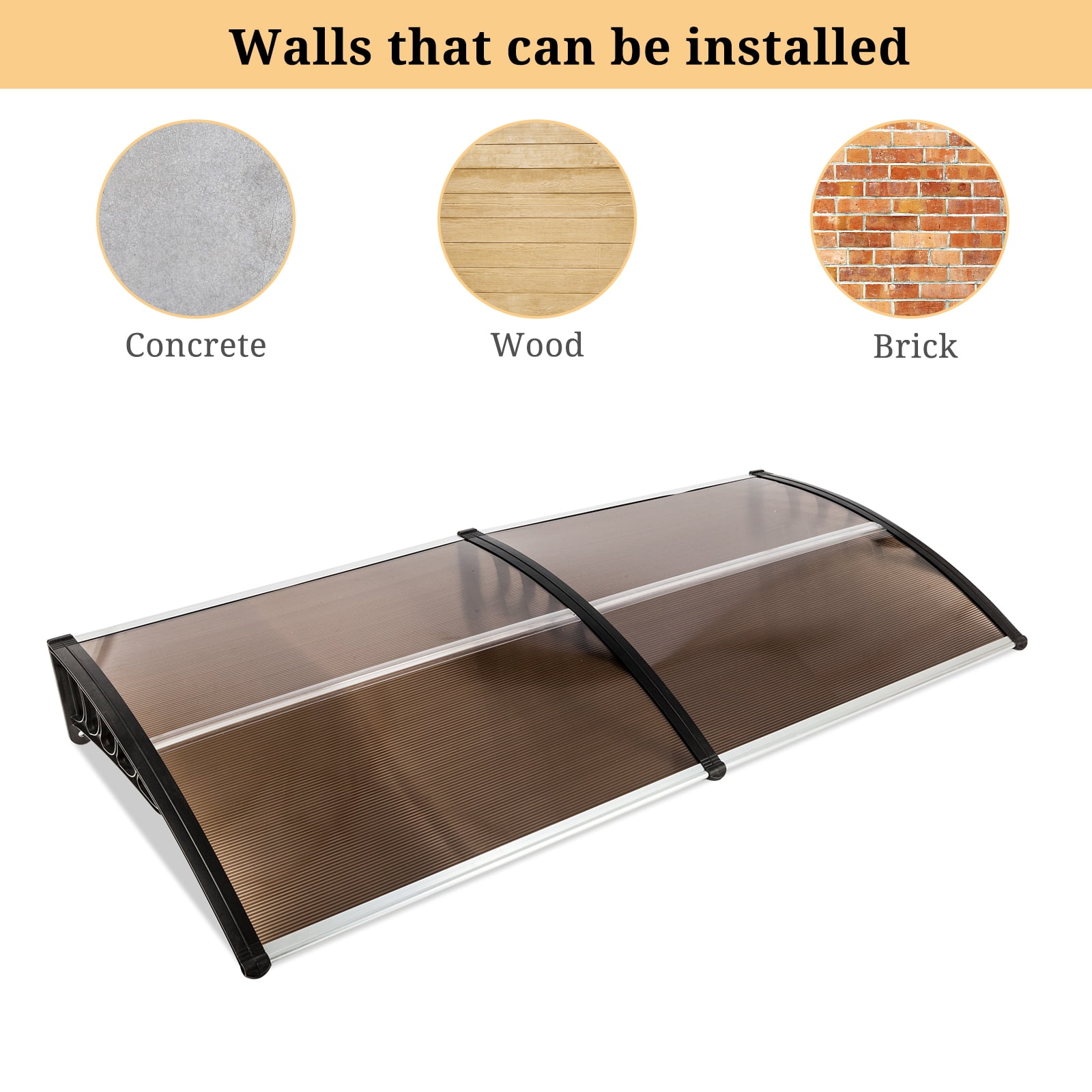 Zimtown 35.4"x77" Window Awning Door Sun Shade Canopy Hollow Sheet UV Rain Snow Protection
