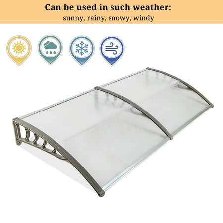 Zimtown 35*77" Door Awning Door Canopy Patio Cover Gray Bracket