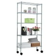 thumbnail image 1 of Zimtown 35"W x 14"D x 65"H 5-Tier Metal Wire Shelving Organizer Storage Rack Silver w/4 Wheels, 1 of 8