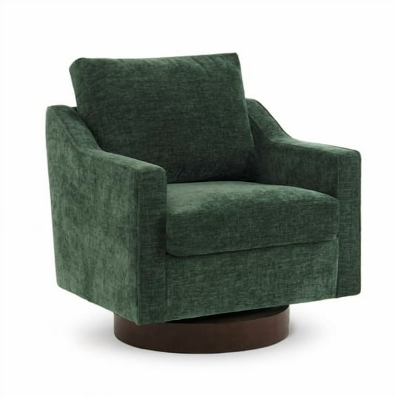 Zimtown 360° Swivel Armchair Comfy Chenille Fabric Upholstered Lounge Chair with Back Cushion for Bedroom Living Room, Green