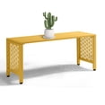 thumbnail image 1 of Zimtown 39.3in Weatherproof Outdoor Metal Backless Bench Slatted Seat Decorative for Patio Garden Lawn Porch Yellow, 1 of 9