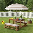 thumbnail image 1 of Zimtown 3Pcs Kids Table Set, Child Wood Picnic Set with Cushion & Umbrella, Kids Activity Furniture Set for Indoor Outdoor, Brown, 1 of 8