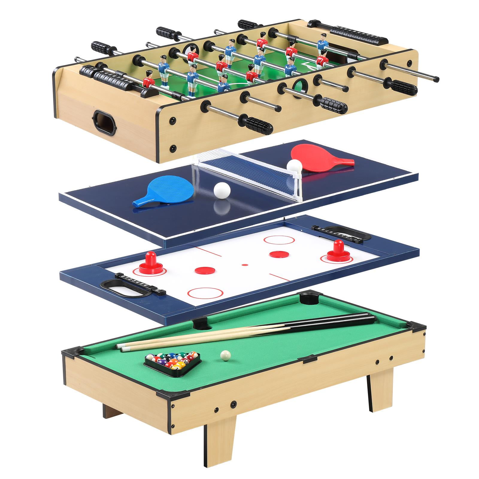 AIPINQI 4-in-1 Multi Game Combination Table Set, 48 Mini Foosball, Ping  Pong, Pool Table, Slide Hockey for Game Rooms, Bars, Party, Family Night