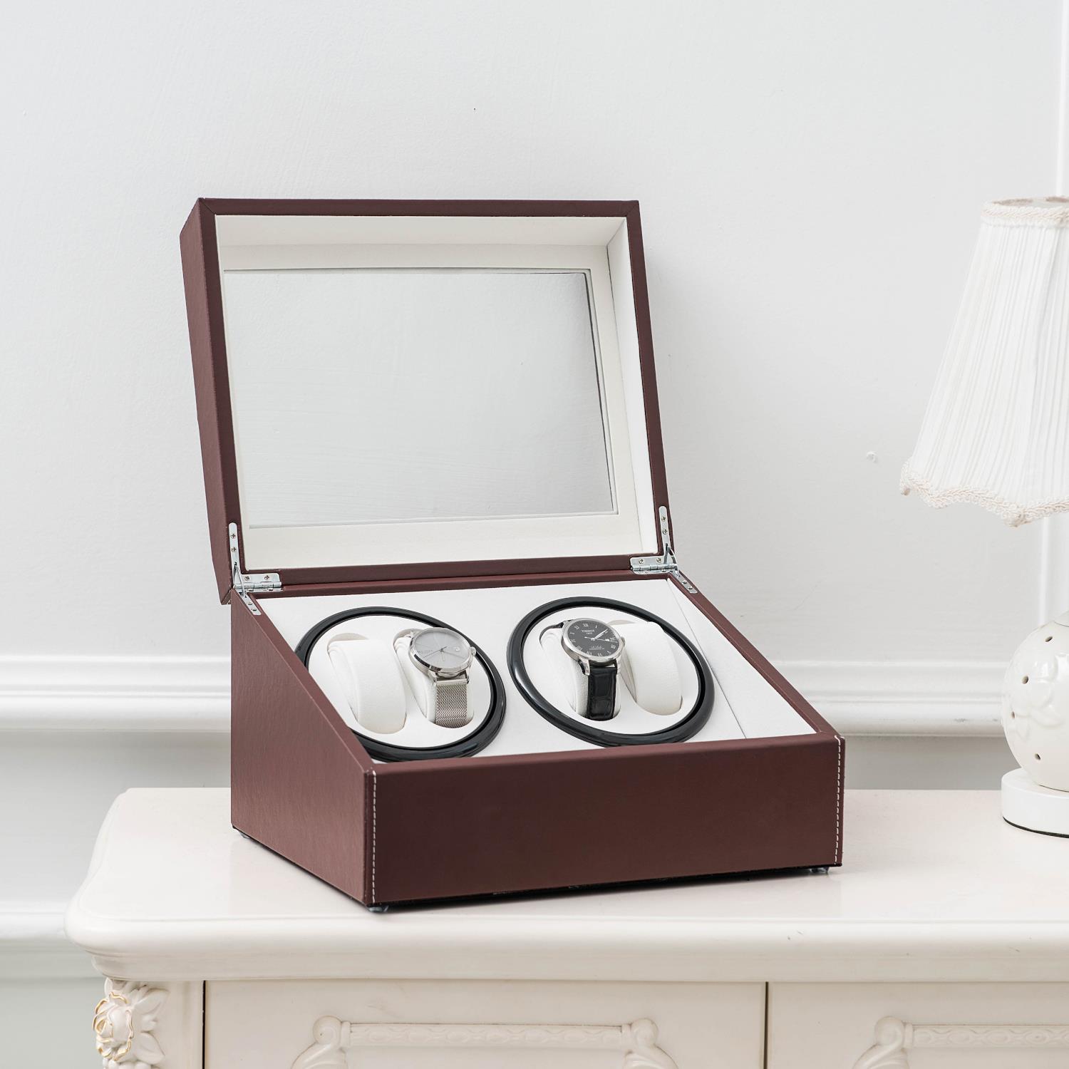 Zimtown 4+6 Double Watch Winder Box for Automatic Watches, Brown