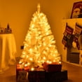 thumbnail image 1 of Zimtown 4 FT Pre-lit Artificial Christmas Tree, Hinged Xmas Pine Tree with 346 Branch Tips, 140 Lights and Remote Control for Holiday Party Office Home, White, 1 of 8