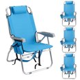 thumbnail image 1 of Zimtown 4 Pcs Folding Portable Chair Beach Chair Blue  Camping Solid Construction, 1 of 8