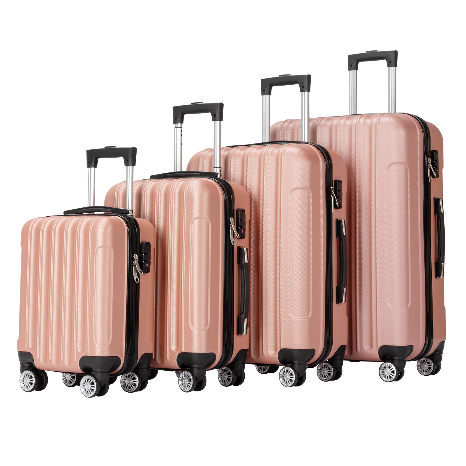 Zimtown 4 Pcs Luggage Set, Durable Travelable Suitcase with Double Wheels and TSA Lock Rose Gold - image 1 of 8