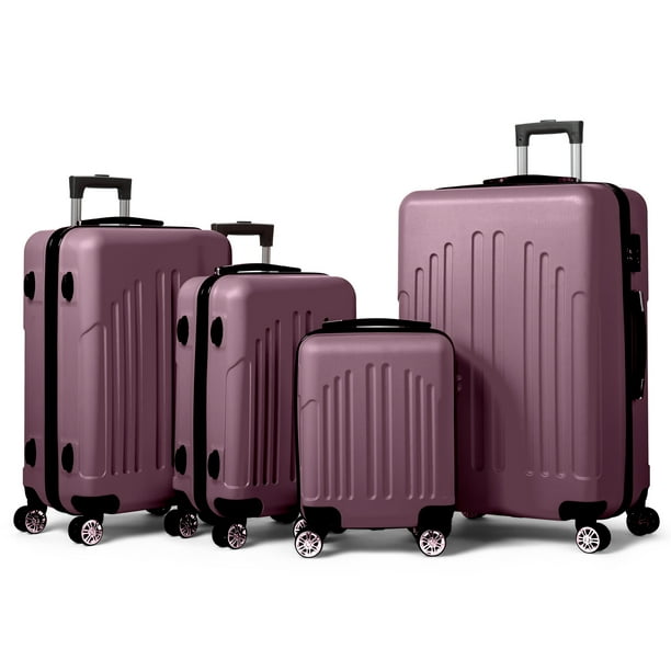 Zimtown 4pc Large Luggage Set Hard Shell Suitcases with TSA Lock Double Wheels Purple Orchid Walmart Business Supplies
