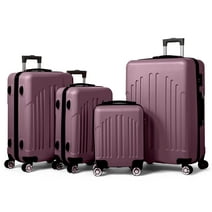 Zimtown 4 Piece Luggage Set, ABS Hard Shell Suitcase Luggage Sets Double Wheels with TSA Lock, Purple Orchid