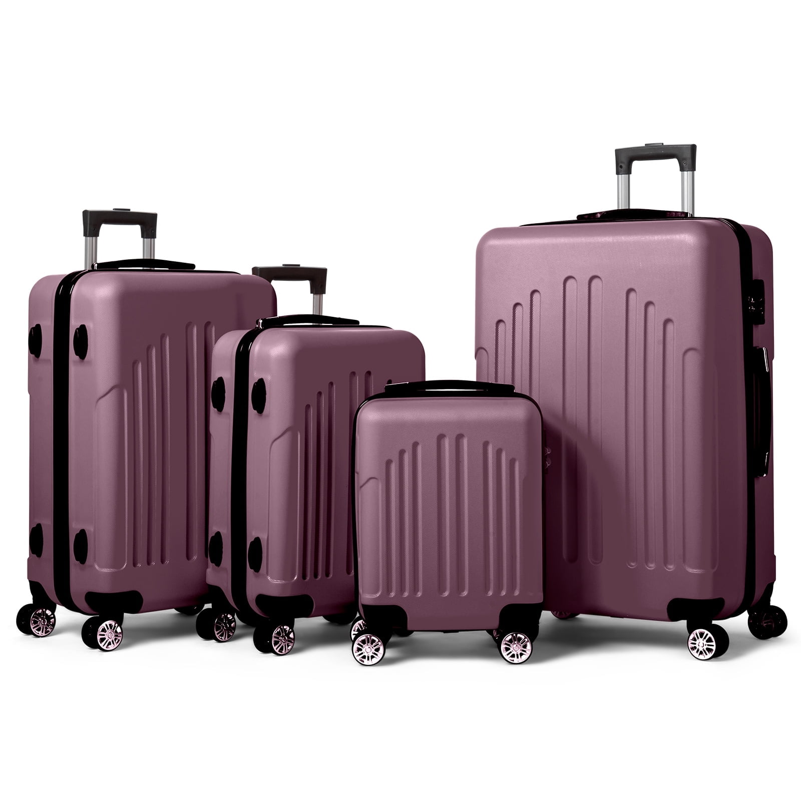 Zimtown 4 Piece Luggage Set, ABS Hard Shell Suitcase Luggage Sets Double Wheels with TSA Lock, Purple Orchid Zimtown 4 Piece Luggage Set, ABS Hard Shell Suitcase Luggage Sets Double Wheels with TSA Lock, Purple Orchid