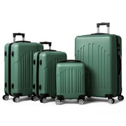 Zimtown 4 Piece Luggage Set, ABS Hard Shell Suitcase Luggage Sets Double Wheels with TSA Lock, Vintage Green