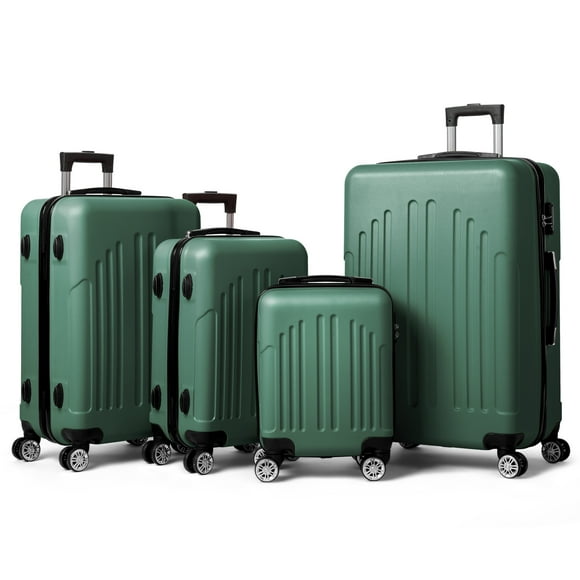 Zimtown 4 Piece Luggage Set, ABS Hard Shell Suitcase Luggage Sets Double Wheels with TSA Lock, Vintage Green