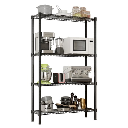 Zimtown 4-Shelf 13.8"W X 35"D X 55"H Steel Storage Rack, Adjustable Metal Wire Shelf for Garage Kitchen, Black