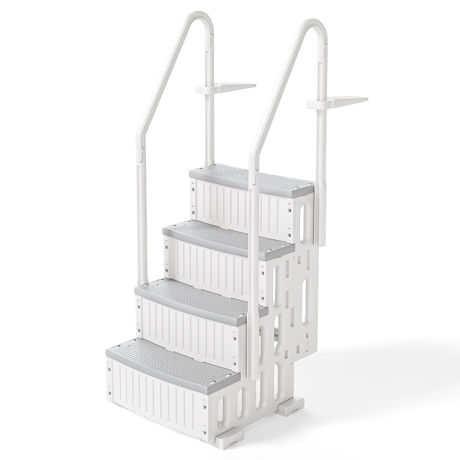 Zimtown 4-Step Above Ground Pool Ladder, Gray Plastic Entry Steps for Easy Pool Access