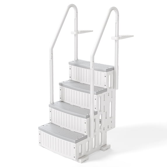 Zimtown 4-Step Above Ground Pool Ladder, Gray Plastic Entry Steps for Easy Pool Access