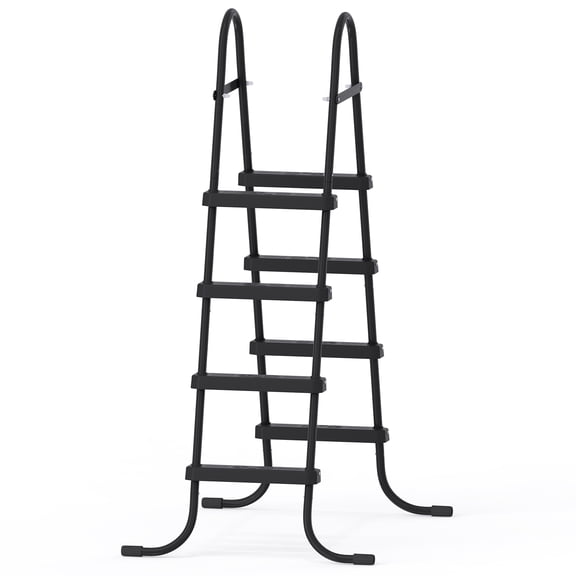 Zimtown 4-Step Pool Ladder, 52 Inch Above Ground Swimming Pool Ladder with Black Metal Frame & Black Steps, Heavy-Duty Entry Ladder