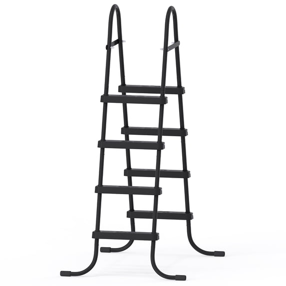 Zimtown 4-Step Pool Ladder, 52 Inch Above Ground Swimming Pool Ladder with Black Metal Frame & Black Steps, Heavy-Duty Entry Ladder