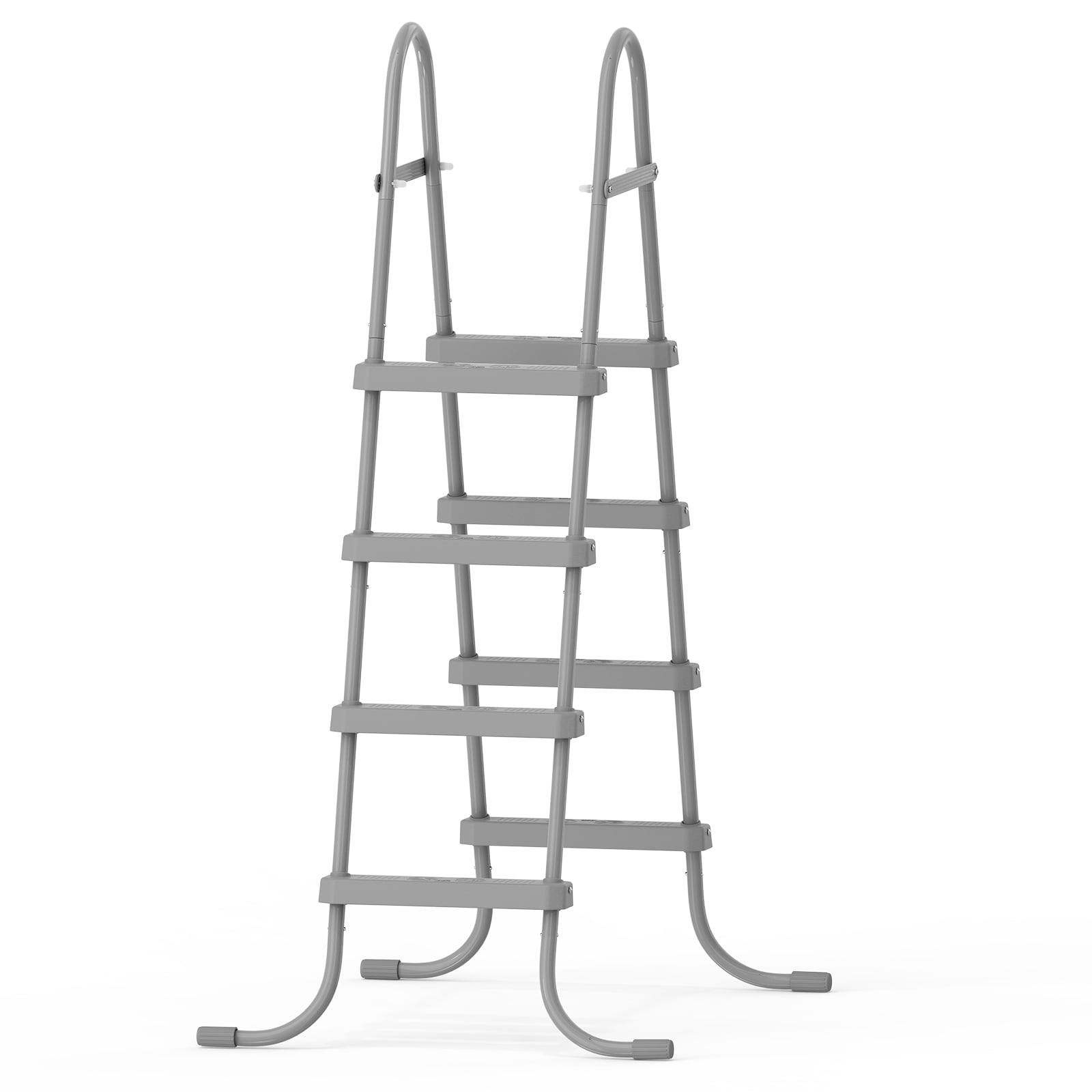 Zimtown 4-Step Pool Ladder, 52 Inch Above Ground Swimming Pool Ladder with Gray Metal Frame & Steps, Heavy-Duty Entry Ladder