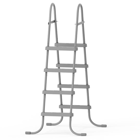 Zimtown 4-Step Pool Ladder, 52 Inch Above Ground Swimming Pool Ladder with Gray Metal Frame & Steps, Heavy-Duty Entry Ladder