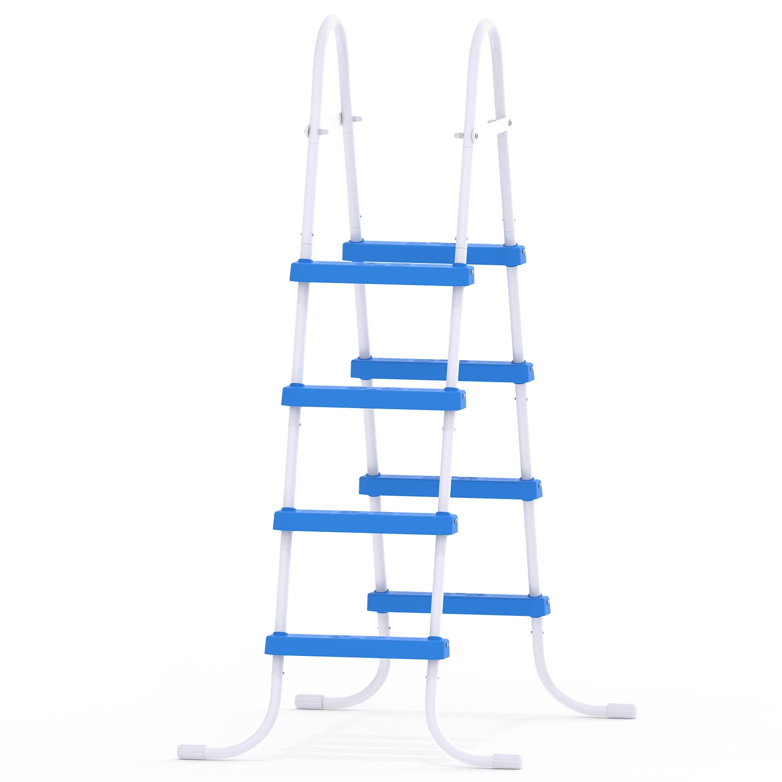 Zimtown 4-Step Pool Ladder, 52 Inch Above Ground Swimming Pool Ladder with White Metal Frame & Blue Steps, Heavy-Duty Entry Ladder