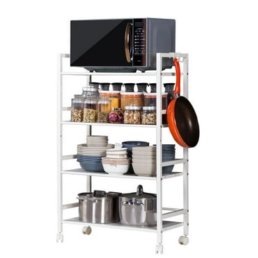 Zimtown 4-Tier Kitchen Cart, Wire Mesh Rolling Cart Serving Utility Shelf Organization, White