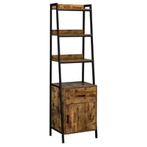 Zimtown 4 Tier Ladder Bookshelf, Industrial Bookcase Display Storage Rack with 2 Drawers & 3 Shelves for Living Room, Study Room, Bedroom, Brown