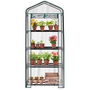 Zimtown 4-Tier Walk-in Greenhouse, 27 Indoor Outdoor Plant Stand with Clear PVC Cover, for Herbs Flowers, Transparent