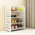 thumbnail image 1 of Zimtown 4-Tier Wood Plastic Storage Organizer Shelf Bookcase Display Rack for Adults & Child, White, 1 of 7