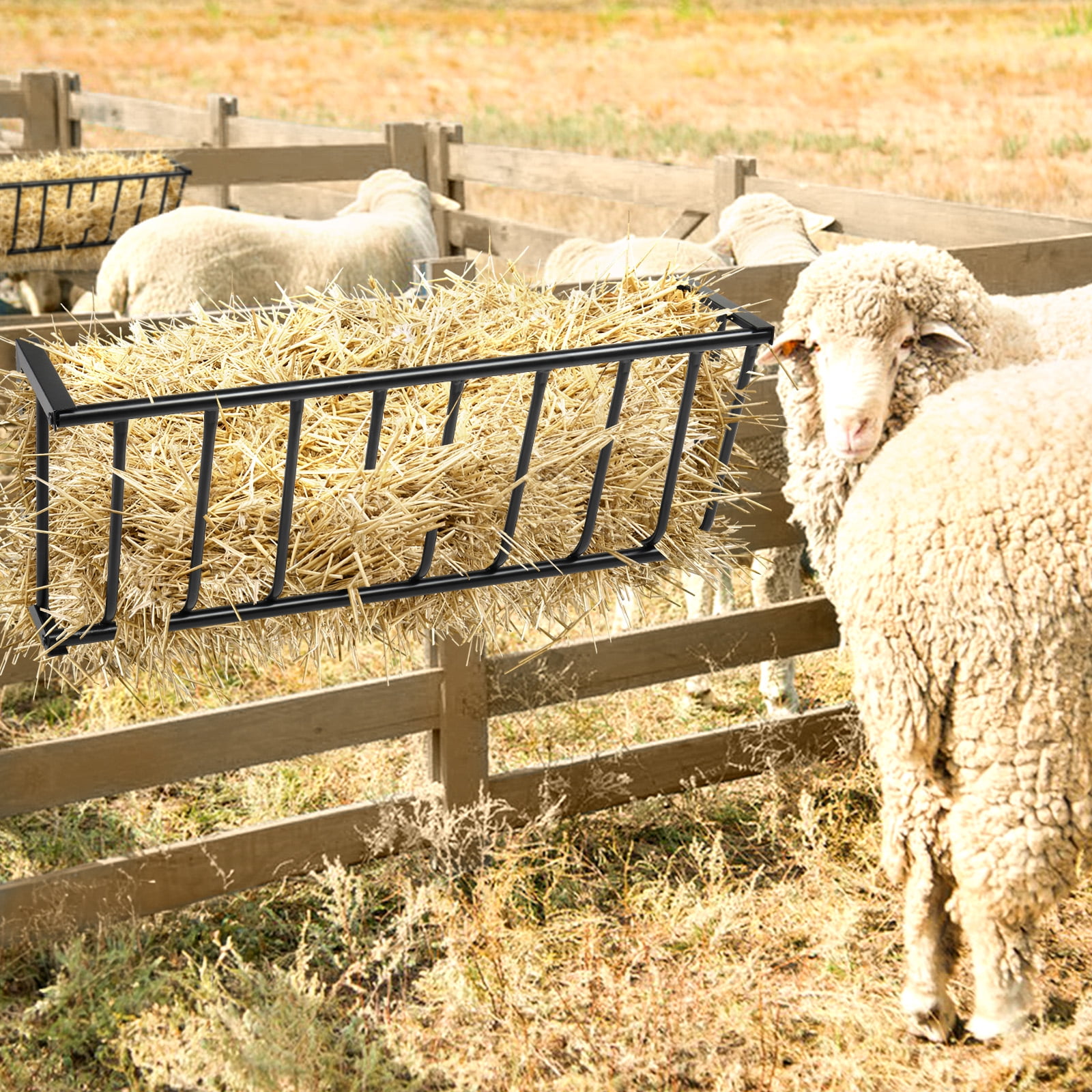 Zimtown 40.8" Wall Mount Hay Feeder for Horses Multifaceted Hay Feeder ...