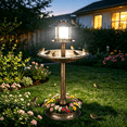 thumbnail image 1 of Zimtown 42 Inch Bird Bath with Solar Light Antique Copper Weather Resistant Birdbaths Bronze, 1 of 12