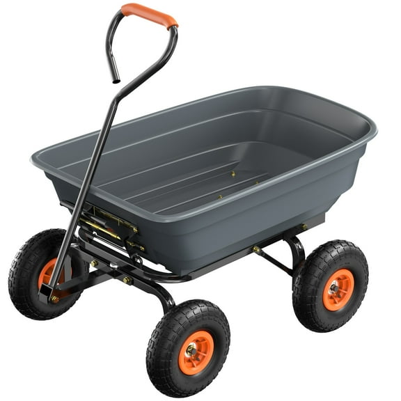 Zimtown 440lbs Heavy Duty Poly Garden Dump Cart with 4 All-Terrain Wheels, Quick Release & Steel Frame, Gray
