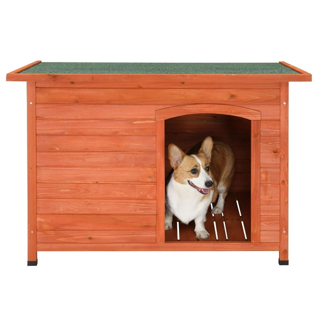 "Zimtown Extra Large 45"" Dog Kennel, Wooden Dog House with Big Door