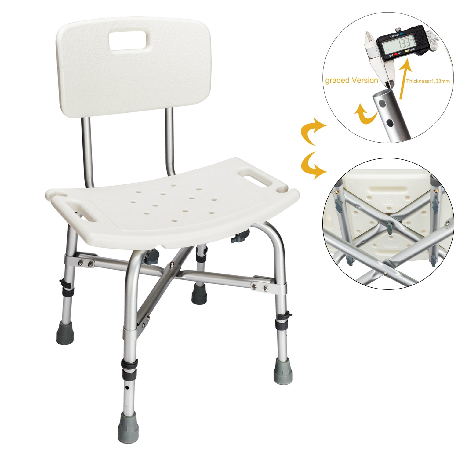 GreenChief Shower Chair with Removable Back 300lb - Heavy Duty
