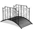 thumbnail image 1 of Zimtown 4ft Iron Garden Bridge with Flat Top Railing and Ball Handle for Outdoor Yard Decor, Black, 1 of 8