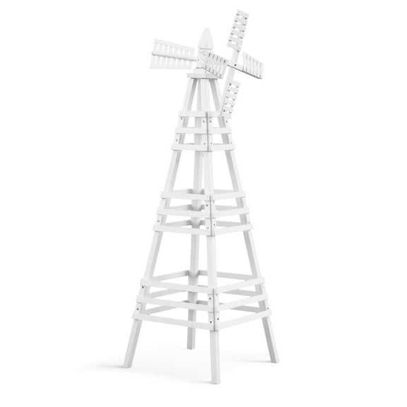 Zimtown 5.7FT Windmill Weathervane - Garden Yard Decor, Wind Spinner, White