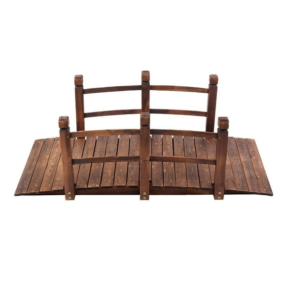 Zimtown 5' Carbonization Wooden Bridge Stained Finish Decorative Solid Wood Arch Walkway