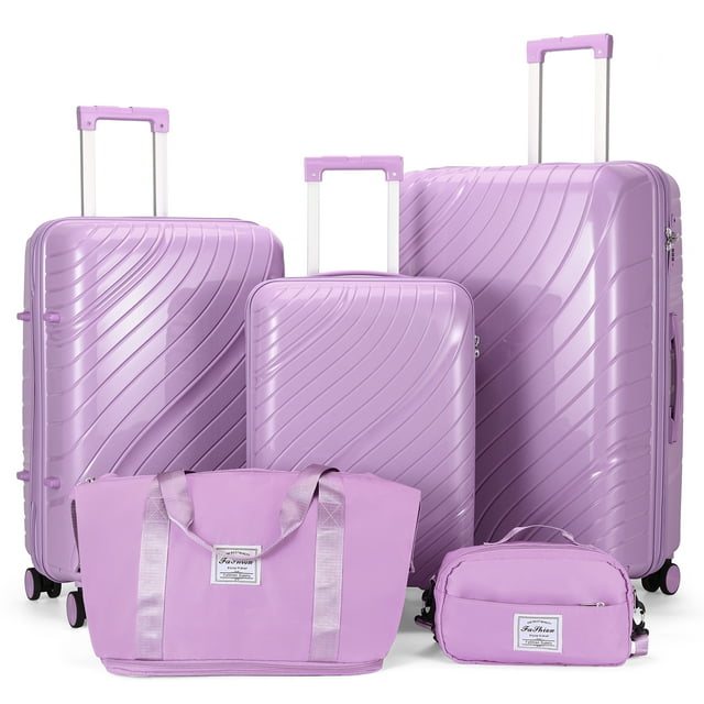 Zimtown 5 Piece Luggage Sets, PP Hardside Luggage Suitcase Set with
