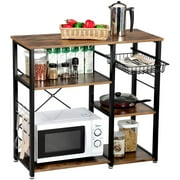 Zimtown 5-Shelf Kitchen Baker's Rack Utility Storage Shelf Microwave Oven Stand Organizer Unit with Drain Basket & 10 Hooks