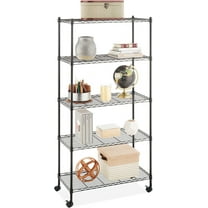 Zimtown 5-Shelf Storage Rack, 35"L x 14"W x 65" H Wire Shelving Unit with Wheels Black for Kitchen Garage, Capacity for 1500lbs