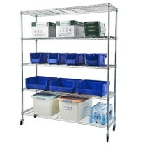 Zimtown 5-Shelf Storage Rack, Adjustable NSF Wire Shelves with Wheels for Garage Storage Organizer Chrome, 59''L x 18''W x 71''H, 2500 lbs Capacity