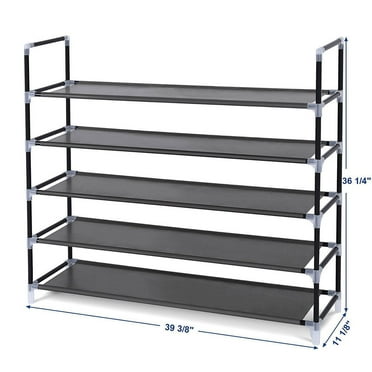 Zimtown 5 Tier 25 Pairs Shoe Rack, Portable Storage Organizer Shelves, Black